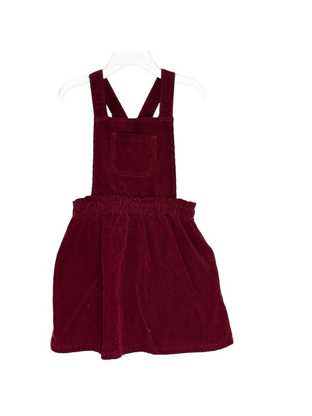 Cat & Jack Girls 5T Burgundy Corduroy Pinafore Overall Dress Paperbag Maroon